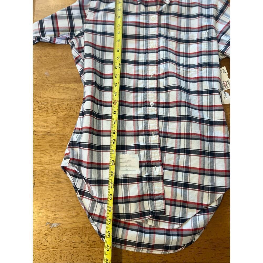 Thom Browne Plaid Print Long Sleeve Button Down Shirt Womens Size XS - Picture 6 of 9